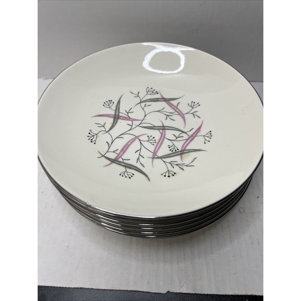 Set Of 7 Rhythm by Homer Laughlin Allegro Pattern Salad Plates
